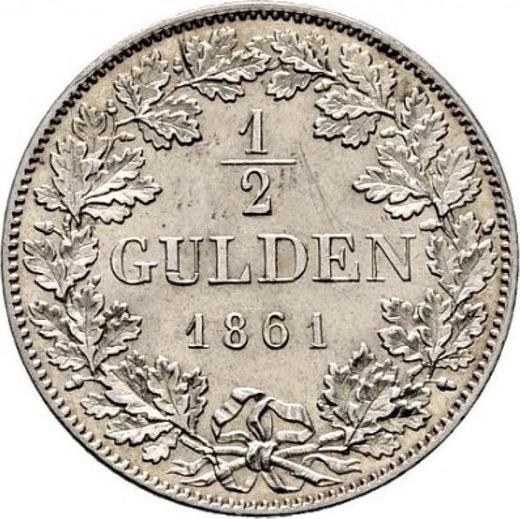 Rewers monety - 1/2 guldena 1861 - cena srebrnej monety - Wirtembergia, Wilhelm I