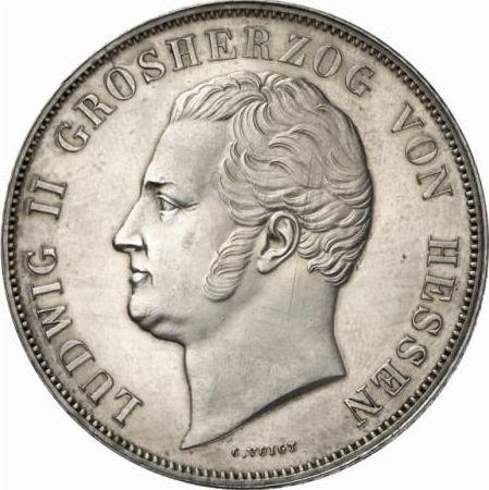 Anverso 2 florines Sin fecha (1848) "Cambio del gobierno" - valor de la moneda de plata - Hesse-Darmstadt, Luis III