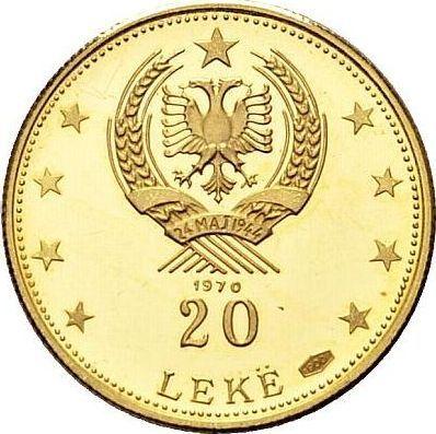 Реверс монеты - 20 леков 1970 года - цена золотой монеты - Албания, Народная Республика