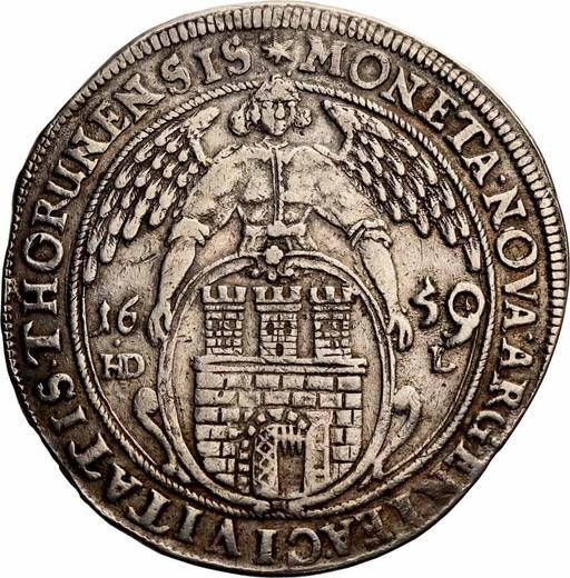 Реверс монеты - Талер 1659 года HDL "Торунь" - цена серебряной монеты - Польша, Ян II Казимир
