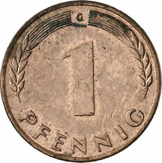 Аверс монеты - 1 пфенниг 1950 года G - цена  монеты - Германия, ФРГ