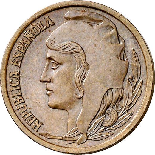 Аверс монеты - Пробные 25 сентимо 1937 года Медь Диаметр 20 мм Пьедфорт - цена  монеты - Испания, II Республика