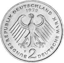 Реверс монеты - 2 марки 1979 года F "Курт Шумахер" - цена  монеты - Германия, ФРГ