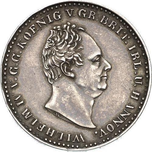 Аверс монеты - 2/3 талера 1834 года A - цена серебряной монеты - Ганновер, Вильгельм IV