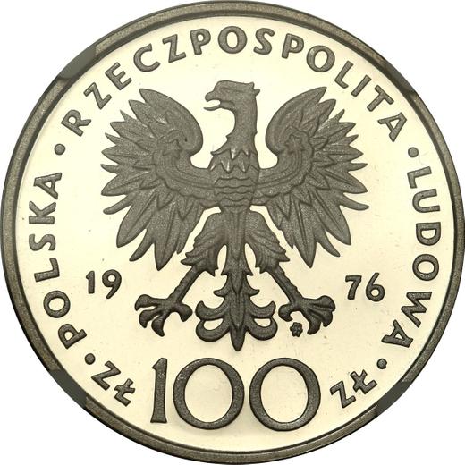 Аверс монеты - Пробные 100 злотых 1976 года MW "Казимир Пулавский" Серебро - цена серебряной монеты - Польша, Народная Республика