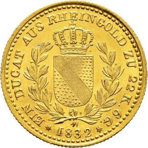 Rewers monety - Dukat 1832 D - cena złotej monety - Badenia, Leopold