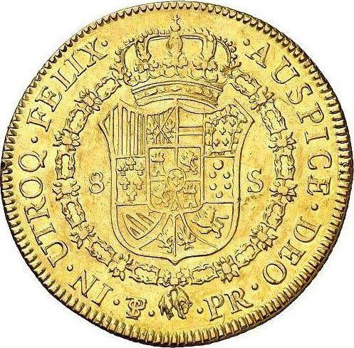 Реверс монеты - 8 эскудо 1794 года PTS PR - цена золотой монеты - Боливия, Карл IV