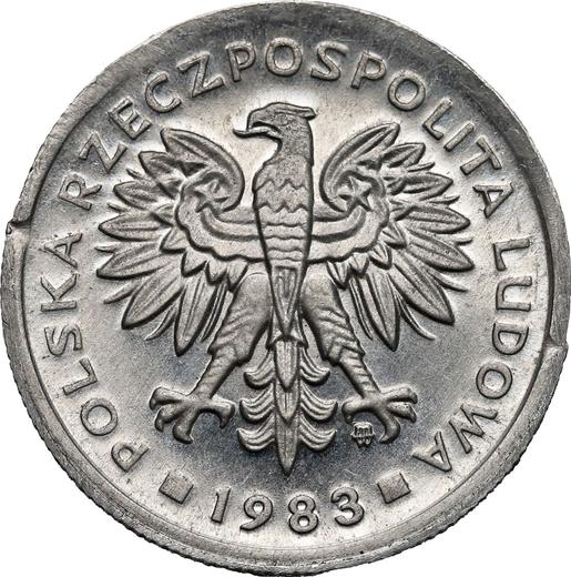 Obverse Pattern 2 Zlote 1983 MW Aluminum -  Coin Value - Poland, Peoples Republic