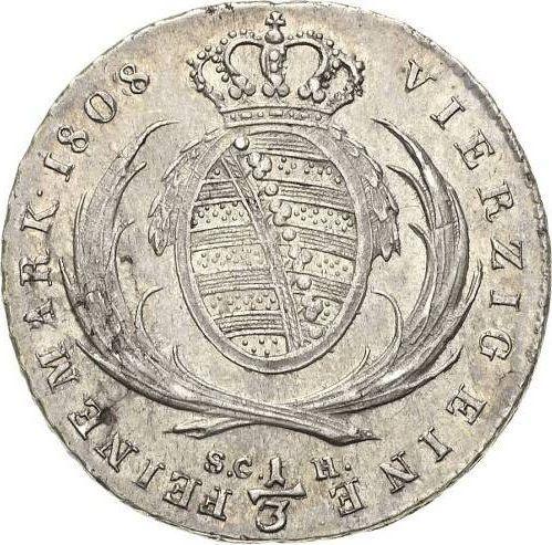 Reverso 1/3 tálero 1808 S.G.H. - valor de la moneda de plata - Sajonia, Federico Augusto I