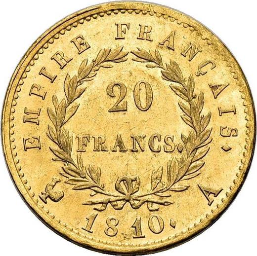 Reverse 20 Francs 1810 A "Type 1809-1815" Paris - France, Napoleon I