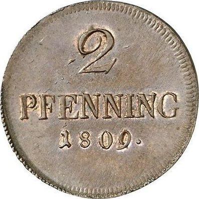 Реверс монеты - 2 пфеннига 1809 года - цена  монеты - Бавария, Максимилиан I
