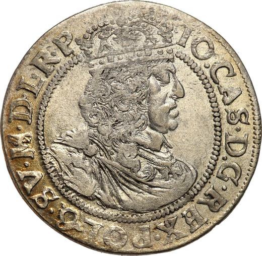 Аверс монеты - Орт (18 грошей) 1658 года TLB "Прямой герб" - цена серебряной монеты - Польша, Ян II Казимир