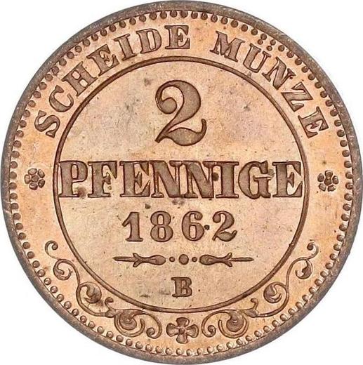 Revers 2 Pfennig 1862 B - Münze Wert - Sachsen-Albertinische, Johann