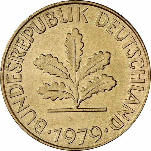 Реверс монеты - 10 пфеннигов 1979 года J - цена  монеты - Германия, ФРГ