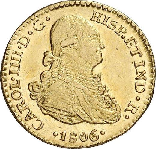 Awers monety - 1 escudo 1806 Mo TH - cena złotej monety - Meksyk, Karol IV