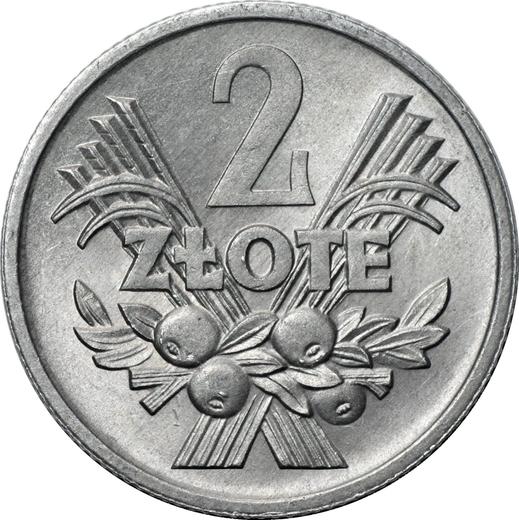 Reverso 2 eslotis 1972 MW "Espigas y frutas" - valor de la moneda  - Polonia, República Popular