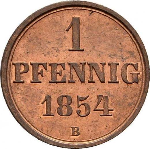 Реверс монеты - 1 пфенниг 1854 года B - цена  монеты - Ганновер, Георг V
