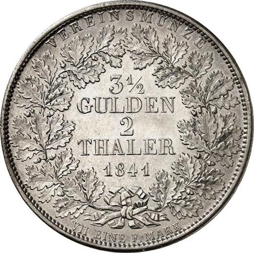 Реверс монеты - 2 талера 1841 года - цена серебряной монеты - Баден, Леопольд