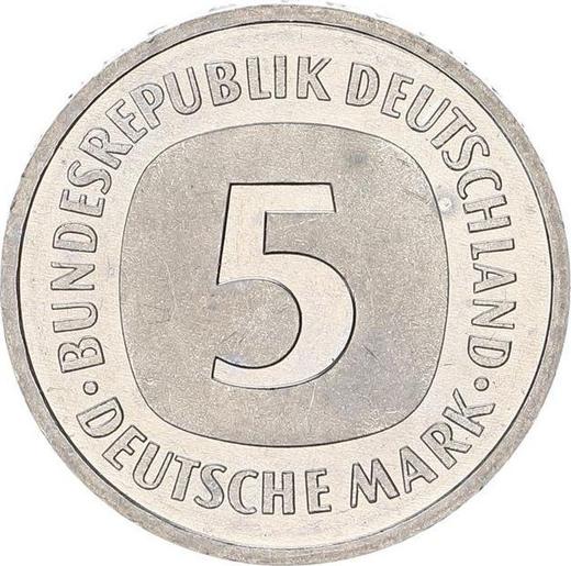 Аверс монеты - 5 марок 1986 года J - цена  монеты - Германия, ФРГ