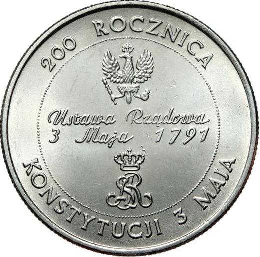 Reverso 10000 eslotis 1991 MW "200 aniversario de la Constitución del 3 de mayo" - valor de la moneda  - Polonia, República moderna