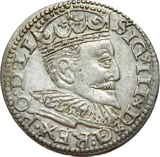 Аверс монеты - Трояк (3 гроша) 1595 года "Рига" - цена серебряной монеты - Польша, Сигизмунд III Ваза