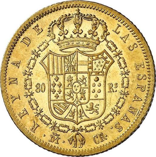 Реверс монеты - 80 реалов 1837 года M CR - цена золотой монеты - Испания, Изабелла II