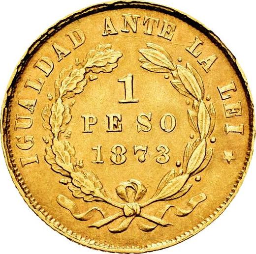 Rewers monety - 1 peso 1873 So - cena złotej monety - Chile, Republika (Po denominacji)