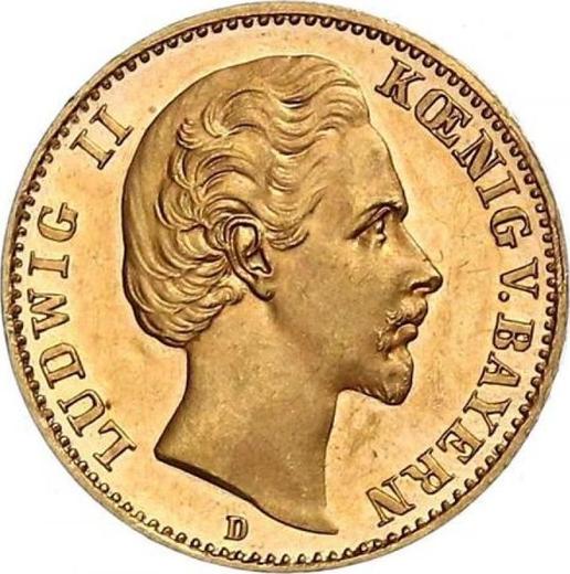 Аверс монеты - 10 марок 1881 года D "Бавария" - цена золотой монеты - Германия, Германская Империя