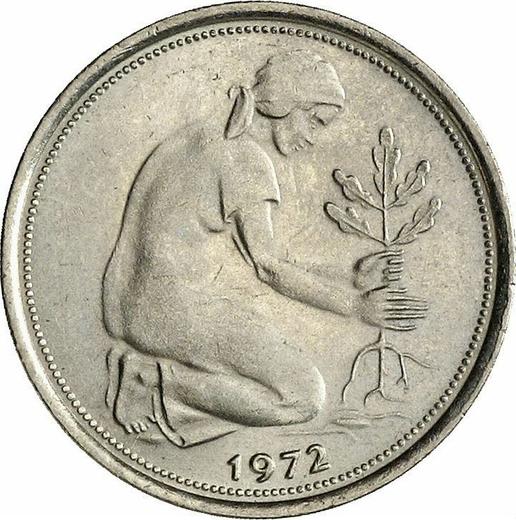 Reverso 50 Pfennige 1972 F - valor de la moneda  - Alemania, RFA