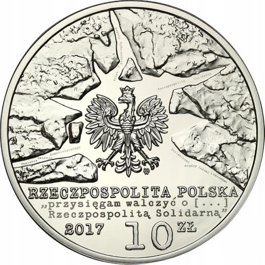 Аверс монеты - 10 злотых 2017 года MW "10 лет профсоюзу "Солидарность"" - цена серебряной монеты - Польша, III Республика после деноминации