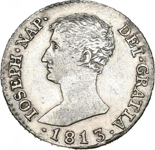 Аверс монеты - 2 реала 1813 года M RN - цена серебряной монеты - Испания, Жозеф Бонапарт