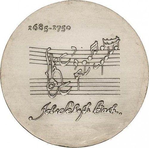 Obverse 20 Mark 1975 "Johann Sebastian Bach" Embossed notes - Silver Coin Value - Germany, GDR