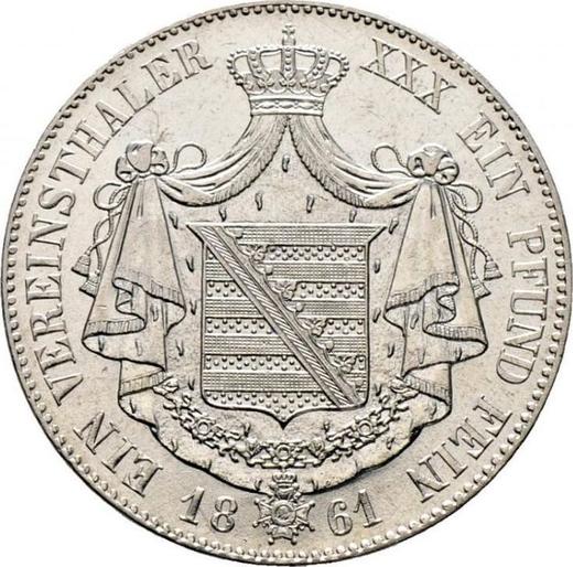 Revers Taler 1861 - Silbermünze Wert - Sachsen-Meiningen, Bernhard II