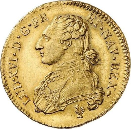 Аверс монеты - Двойной луидор 1777 года B Руан - цена золотой монеты - Франция, Людовик XVI