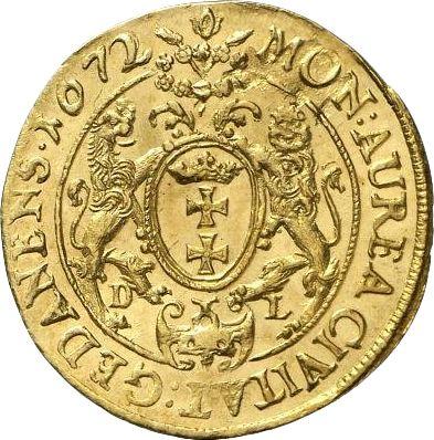 Reverso Ducado 1672 DL "Gdańsk" - valor de la moneda de oro - Polonia, Miguel Korybut