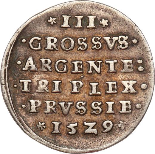 Rewers monety - Trojak 1529 "Toruń" - cena srebrnej monety - Polska, Zygmunt I Stary
