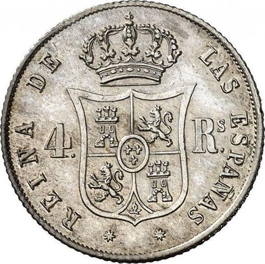 Reverso 4 reales 1857 Estrellas de ocho puntas - valor de la moneda de plata - España, Isabel II