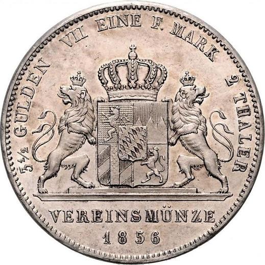 Реверс монеты - 2 талера 1856 года - цена серебряной монеты - Бавария, Максимилиан II