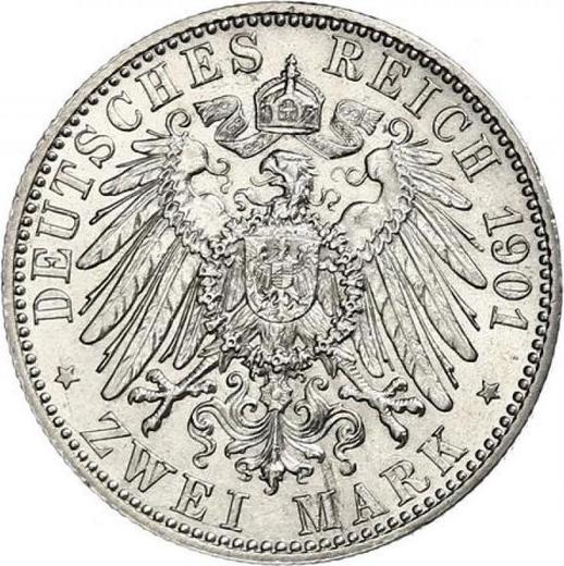 Reverso 2 marcos 1901 A "Sajonia-Altemburgo" - valor de la moneda de plata - Alemania, Imperio alemán