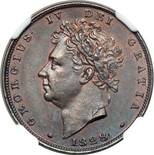 Аверс монеты - Фартинг 1828 года - цена  монеты - Великобритания, Георг IV
