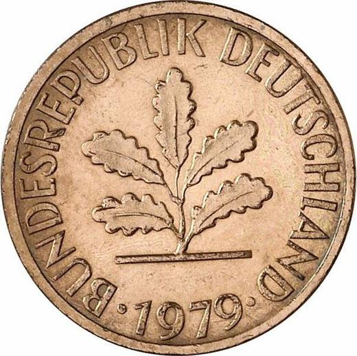Реверс монеты - 1 пфенниг 1979 года J - цена  монеты - Германия, ФРГ