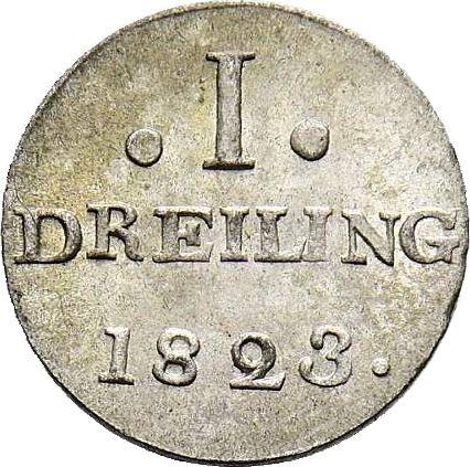 Reverso Dreiling 1823 H.S.K. - valor de la moneda  - Hamburgo, Ciudad libre de Hamburgo