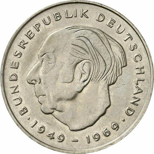Аверс монеты - 2 марки 1979 года F "Теодор Хойс" - цена  монеты - Германия, ФРГ