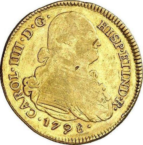 Аверс монеты - 4 эскудо 1798 года P JF - цена золотой монеты - Колумбия, Карл IV