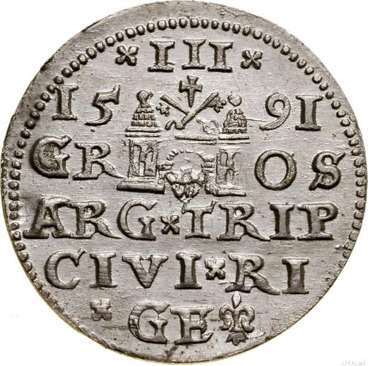 Rewers monety - Trojak 1591 "Ryga" - cena srebrnej monety - Polska, Zygmunt III
