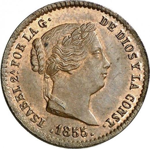 Аверс монеты - 5 сентимо реал 1855 года - цена  монеты - Испания, Изабелла II