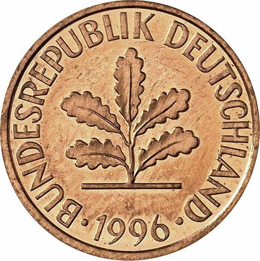 Реверс монеты - 2 пфеннига 1996 года D - цена  монеты - Германия, ФРГ