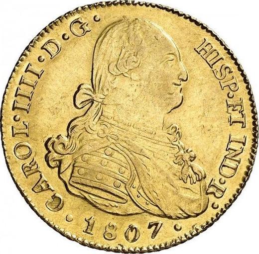 Obverse 4 Escudos 1807 PTS PJ - Gold Coin Value - Bolivia, Charles IV