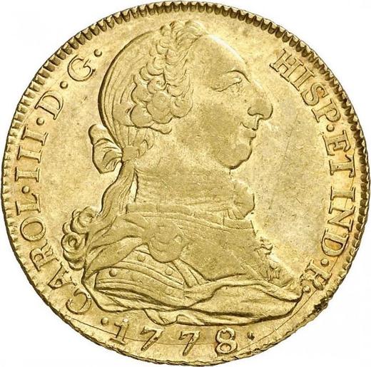 Awers monety - 4 escudo 1778 M PJ - cena złotej monety - Hiszpania, Karol III