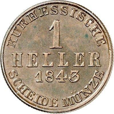 Rewers monety - 1 halerz 1843 - cena  monety - Hesja-Kassel, Wilhelm II